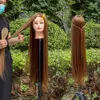 Mannequin Heads 80 cm kvinnlig mänsklig modellhuvud med syntetiskt hår som används för att öva vävning av frisyrdockträning Q240510