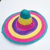 ベレー帽カラフルなワイドブリムメキシコパーティーハット夏のソンブレロ麦わら帽子装飾ハロウィーンビーチ屋外