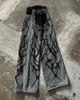 Męskie dżinsy modyczne spodni o wysokiej stawce surowe krawędź umyć mężczyźni luźne ropie i amerykańskie proste spodnie z szerokimi g-G-G H240508