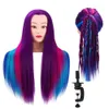 MANNEQUIN CHEAUX COLORED MODEAU HUMAIN HIDE Coiffure Pratique Pratique Poll de beauté Style avec outil de clip Q240510