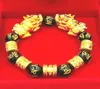 Feng Shui Obsidian Stone Beads Bracelet Men Femmes Unisexe Braceau de bracelet Gol Black Pixiu richesse et bonne chance