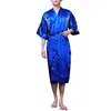 Home Clothing Men Satin Dragon chinois Bathrobe brodé de vêtements de nuit en soie kimono pyjamas de robe de robe lâche décontractée