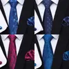 Set di cravatte set di lusso 100% cravatta in seta tasca a tasca quadrati di petto di petto set cravatta per uomini accessori per abbigliamento rosso blu