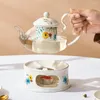 Tasses européennes en verre en verre fleurie à fleur à thé
