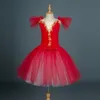 Rouge long ballet tutu robe enfants filles adultes femmes romantique tutu de danse contemporaine ballerine robe costumes ballet robe filles 240510