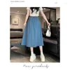 Skirts Irregular Denim Skirt Women's Light Blue High Waisted A-line Umbrella