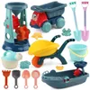 Toys de plage Sandbox Silicone Bucket and Sand Toys Sandpit Outdoor Summer Game Play Cart Scoop Child Phevel for Kids 240509