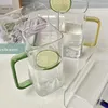 Bicchieri da vino quadrati in vetro trasparente coppia regali resistenti al calore resistenti a tazze di coperchio latte caffettiera