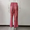 Pantalon féminin printemps été femmes larges élastiques hautes hautes longues cravate dye imprimé poches pantalon streetwear