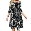 Casual jurken Black Tie Dye Dress Abstract Print Leuke zomer sexy vierkante kraag esthetiek Aangepast Big Size 4xl 5xl