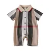 Vêtements de créateurs pour enfants filles garçons à manches courtes à plaid robeper 100% coton habillement bébé bébé bébé vêtements