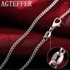 Chains Agteffer 925 Serling Silver 16/18/20/22/24/26/28/30 Collier de chaîne latérale 2 mm pour femmes