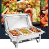 BYMAOCAR 3 PAN VOEDSEL WARMER roestvrijstalen buffet Set 1*Water Pan3*Voedselcatering met dekselvouwbare standaard voor Elsbrunches 240511