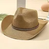 Bérets 1pc Hinestone décoratif boho cowgirl chapeau paille cowboy élégant largeur jazz largeur jazz pour femmes