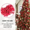 Fleurs décoratives tiges de baies rouges 24 pack 7,9 pouces baies de Noël artificielles Holly cueille branche pour arbre bricolage couronne de couronne