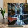 Shower Curtains 3D Waterfall Scenery Bathroom Curtain Forest Trees Stone Lake Landscape Home Bath Decors Hanging For Living Room