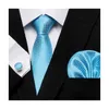 목 넥타이 세트 도매 7.5 cm 생일 선물 넥타이 넥타이 넥 커프 단추 세트 넥타이 넥타이 인쇄 형식 의류 Hombre Light Blue Fit Workplace