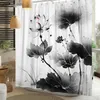 Duschvorhänge Chinesische Malerei Lotus Blumenvorhang für Badezimmer Dekor wasserdichte Polyester Stoffbad mit Haken