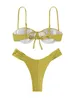 Costumi da bagno da bagno femminile costumi da bagno in bikini per donne due pezzi sottoposti al costume da bagno spingendo il reggiseno e bassa infradito