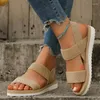 Chaussures décontractées Sandales Open Toe Plateforme de bande élastique plage extérieure et glisses légères de couleur solide sandale féminine