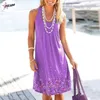 Robes décontractées pulabo 5xl imprimé femmes sans manches été dames robe lâche boho plage vestidos de fiesta femelle