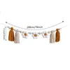 Figurine decorative Ghirlanda di nappe boho con perle di legno Banner per festa di compleanno margheri