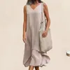 Robes décontractées Femmes Milit Robe en V Vol Long Eleging V Neck pour patchwork à double couche Shopping design en ligne