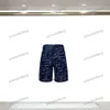 Xinxinbuy Men Designer T-shirt 2024 Italië Letter Jacquard Destroy Denim Fabric Roma Sets Kortjes met korte mouwen Wit zwart blauw S-2xl