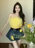 Kvinnotankar eleganta kvinnor blommor spaghetti rand skördetoppar sexiga 3d organza ruffles camisole streetwear nattklubb fest tank