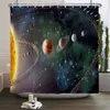 Rideaux de douche fantaisie terre et lune galaxie cosmique espace ciel rideaux de douche de salle de bain set de salle de bain tapis baignoire accessoires de baignoire