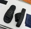 Haak flatform dia's slipper dames designer topkwaliteit monoliet schuim sandalen luxe stro patent sanda