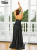 Casual Dresses Yesexy 2024 Strapless Cutout Black Maxi Dress Formell ärmlös veckad sida delad backless prom -klänning