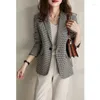 Women's Suits Insozkdg Spring Jacket Coats Women Skinny Plaid Outerwears Korean Fall Clothes Simple Stylish Promotion Check Blazer Woman