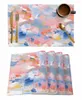 TABLEAU MATS ABSTRAIT PEINTURE D'HUILE DE FLORIE ART BLUE ET ROSE CAFE