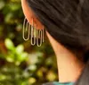 Boucles d'oreilles longues en papier à papares simples pour femmes Gothic Gold Color Copper Safety Pin Pearl Earcuff Bijoux de ponction coréenne Dangl9493703