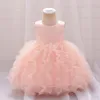 Mädchen Kleider Baby Mädchen 1. Geburtstagsfeier geschwollene Tulle Pailletten Taufe Kinder Abendkleid für rosa Prinzessin Hochzeit Gala Kostüme