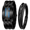 Bandes de montre pour hommes 50 mètres imperméables Lava Lava Double Row LED LED Binaire Strip électronique Mouvement électronique Reloos Masculino Q240510