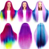 Mannequin Heads Beauty Human Model Doll Kopf mit Regenbogenfarben Haare zum Weben von Styling -Training Salon Display Q240510