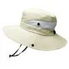 Szerokie brzegowe czapki Summer Suncreen Busket Kobiety UV Ochrona Wodoodporna panama czapki polowanie na słońce Hat Fisherman For Mens Bob