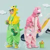 Raincoats 70-135 cm imperméable pour tout-petit garçons girls enfants 1 3 6 ans zipper hlipper couler rain pant raigear jouant costume un morceau