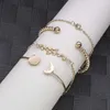 SinDlan 4Pcc/set Korea Style Fashion Leaf Crystal Moon Sun Twist Geometric Fashion Jewelry Women Charm Bracelet