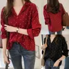 Blusas femininas 2024 Summer Women Tops Casual Vas de Mangas Longo Casual Office Chiffon Polka Dots Camisa feminina e