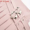 Skirts OOTD Pink Sweetie Stylish Love Button Double Belt Pleated Mini Black A-line Streetwear Young Music Festival Culottes