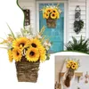 Decoratieve bloemen Spring licht gele zonnebloem bloemmand krans deur hangende begraafplaats kerstkransen kleine opbergcontainer