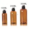 Storage Bottles 30pcs/lot High Quality 100ml 200ml 300ml Clear/Amber Cosmetic With Black Flip Top Luxury PET Plastic
