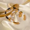 Black And White Cuff Bangles PVD Gold Plated Stainless Steel Smooth Drop Oil Classical Bracelet For Women