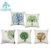 Caso decorativo de travesseiro Jardim pequeno e fresco desenho animado árvores de planta de poliéster para sofá cadeira de cadeira