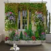 Занавески для душа домашняя стена декор занавес 3D Европейский здание сад цветы патио ландшафт водонепроницаемый полиэстер спальня ванная комната