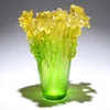 European Fashion Luxury Crystal Vase Home Decoration Tabletop Ornaments Figur av Daffodil Model Narcissus Flowers