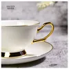 Mugs Bone China Gold Coffee Cup och Saucer Ceramic Afternoon Flower Set